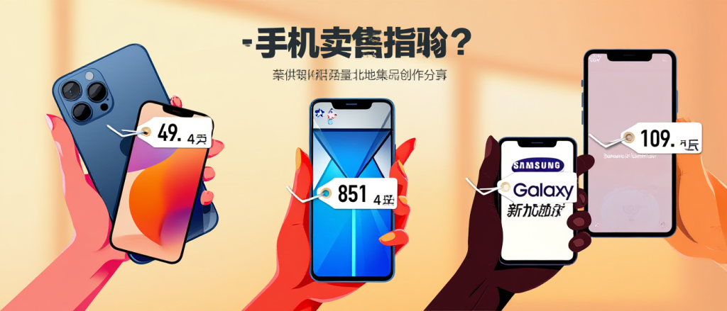 Smartphones with price tags and money for selling guide