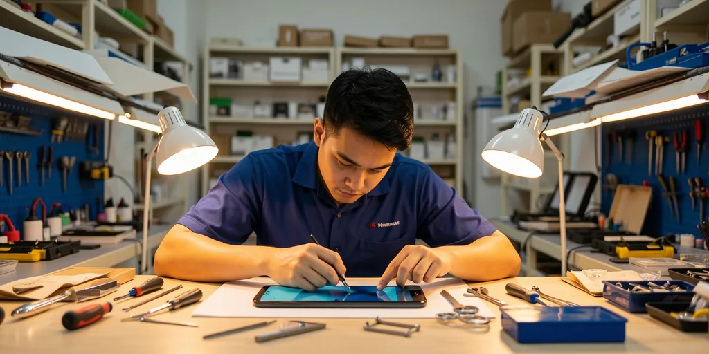 iPhone screen repair time Singapore - technician at work