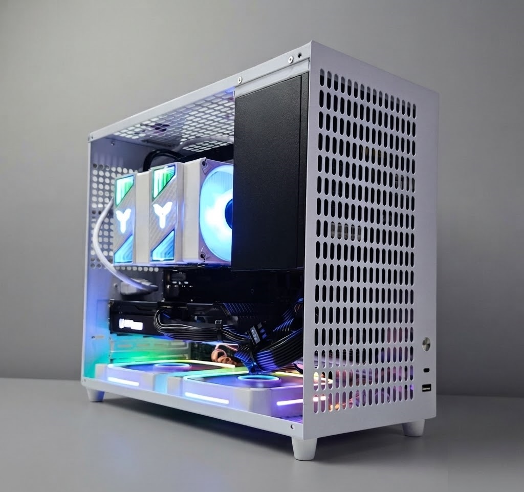 White compact gaming desktop PC RTX 3060 Ti Ryzen 5 5500 Singapore